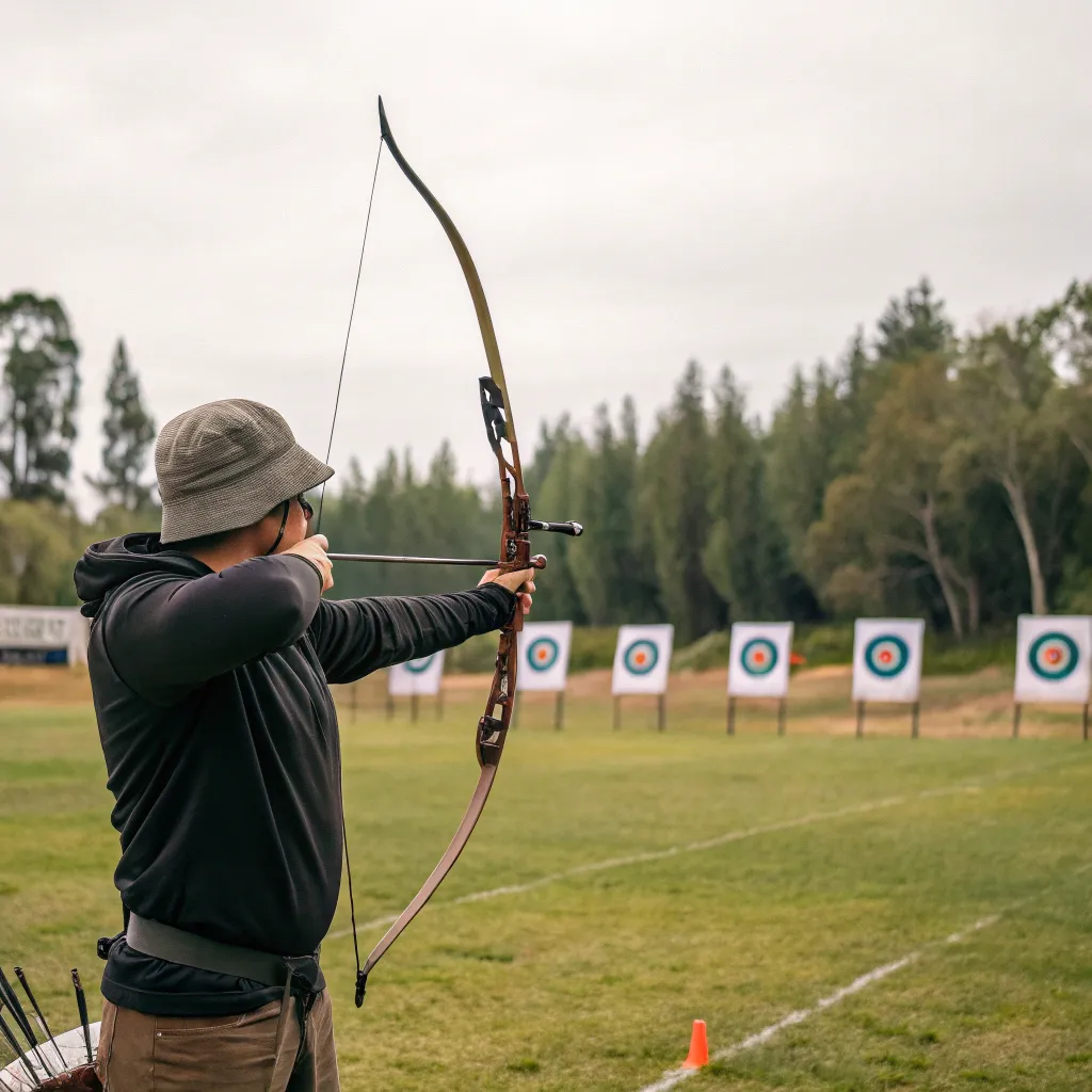 An archer aiming at a target